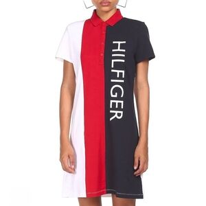Tommy Hilfiger Red White Black Colorblock Polo Mini Dress